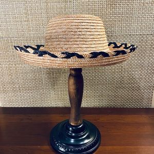 🌟2xHP🌟Io Giovanni Natural/Black Wheat Straw Hat